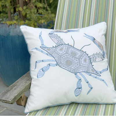 Embroidered Outdoor Throw Pillow