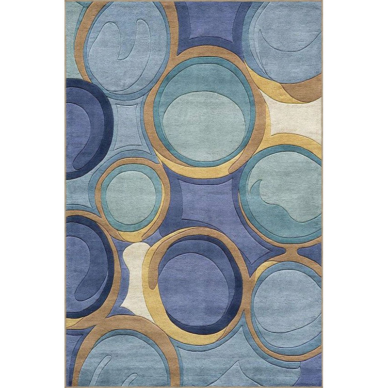 Tapis bleu tissé à motif lavable à la machine, Tapis de couloir 2 pi 6 po x 9 pi 10 po inclus