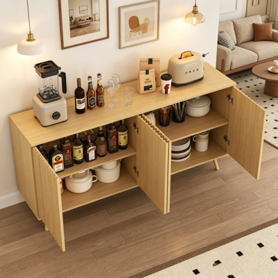 Modern Sideboard Cabinet, Sideboard Buffet Cabinet With Storage And Adjustable Shelves, Long Sideboard Storage Cabinet With 4 Doors, Farmhouse‑Style Buffet Cabinet, Wood Console Cabinets For Living Room Kitchen Dining Room