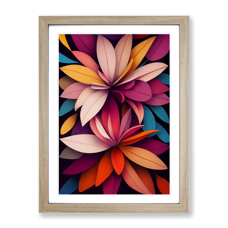 Enchanting Flowers - Wall Art, 34cm H x 25cm W x 2cm D, Oak Framed