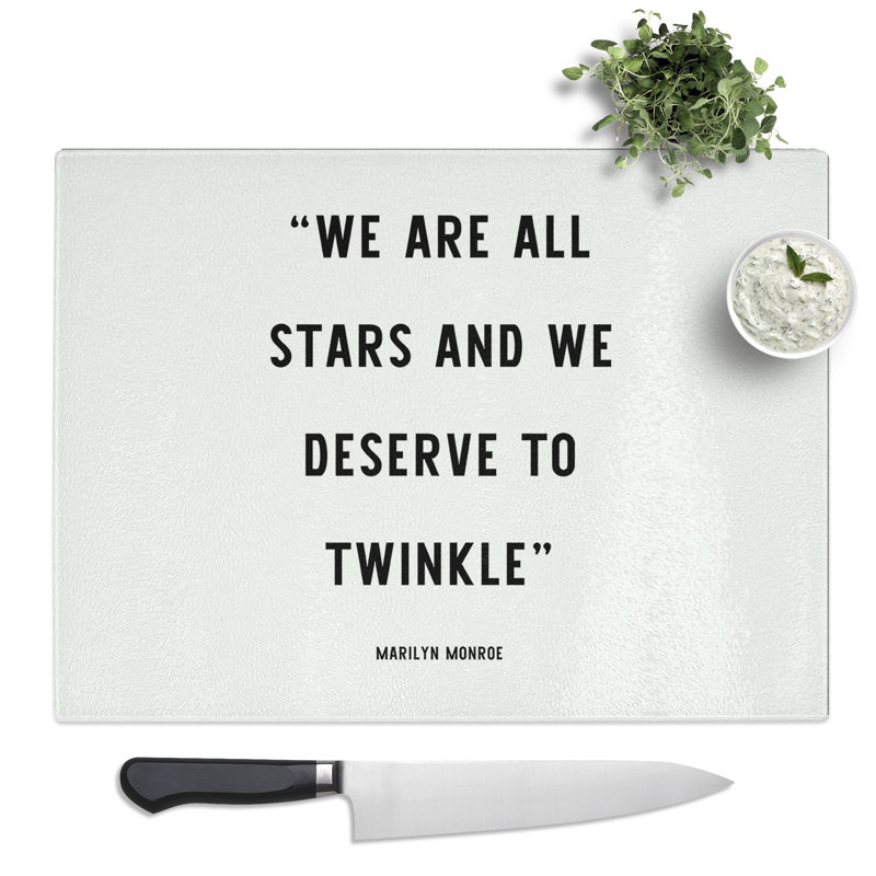 We Are All Stars Typography Quote  Glass Chopping Board