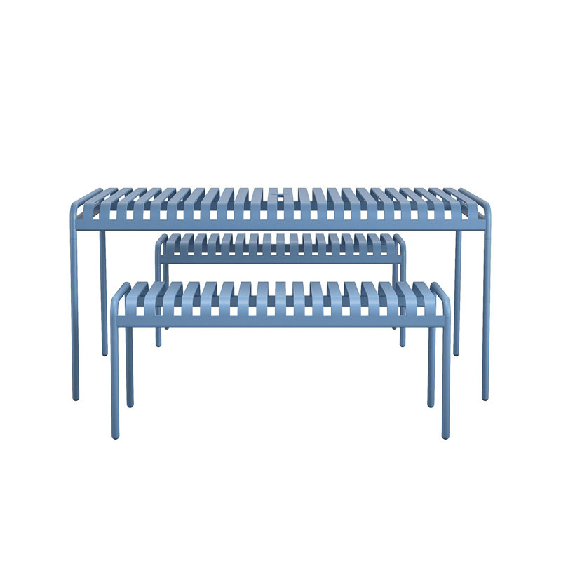 Ola 3-Piece Outdoor Table and Bench Set, French Blue