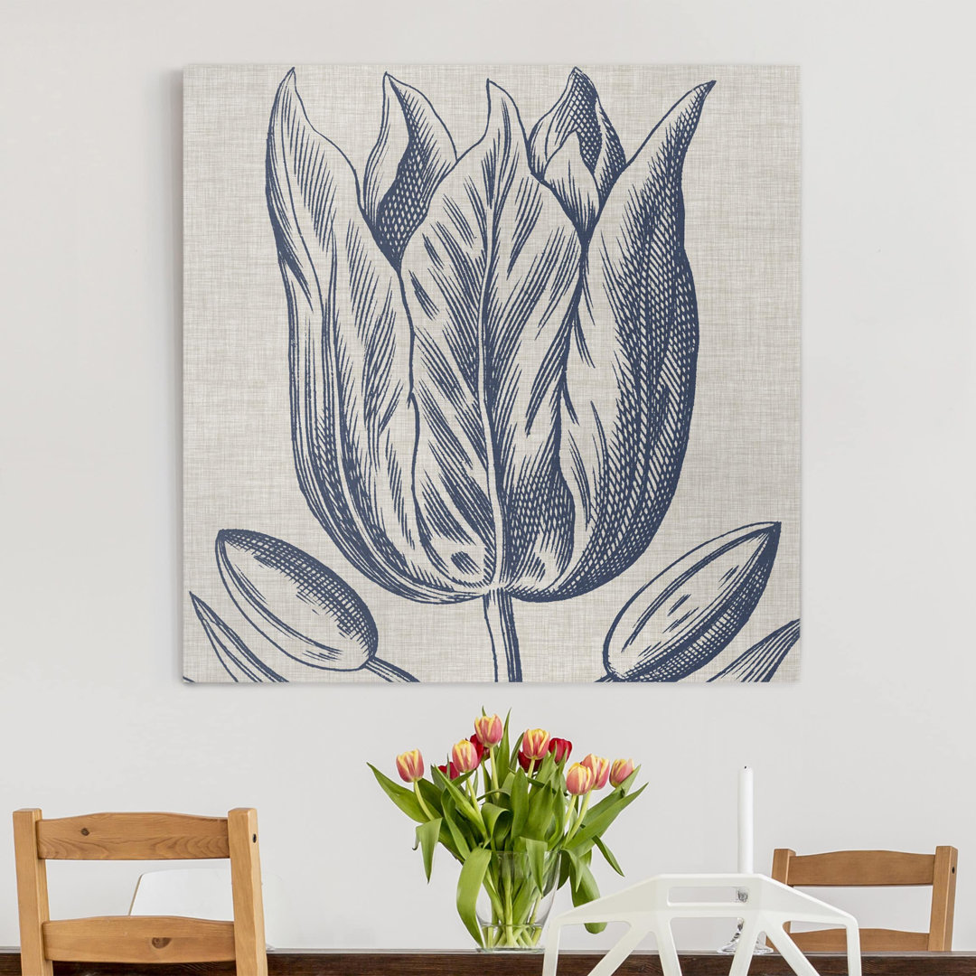 Leinwandbild Indigo Flower on Linen Ii