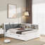 Lit plateforme blanc avec rangement gigogne, tête de lit et espace sous le lit Baxter-1225138470