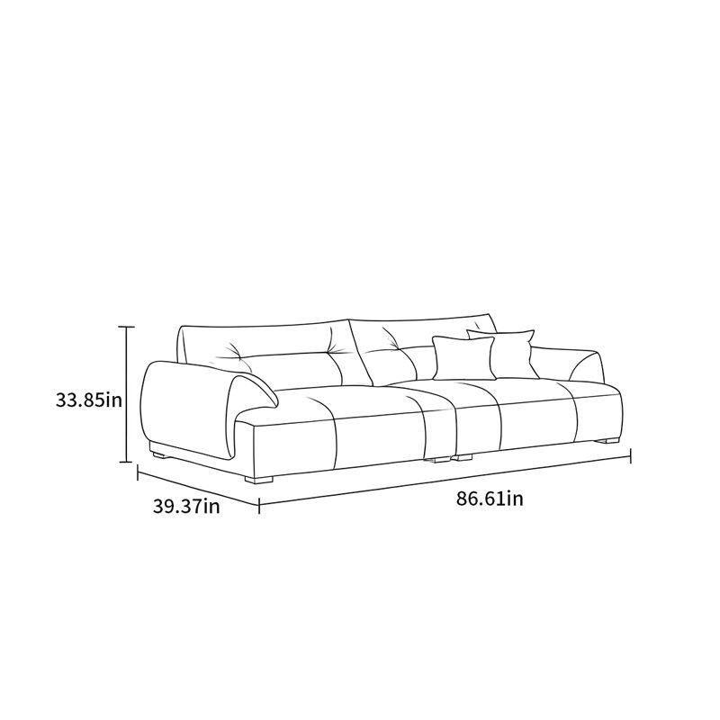 Canapé Minimalist, H 33,85 po x l 86,61 po x P 39,37 po, 3