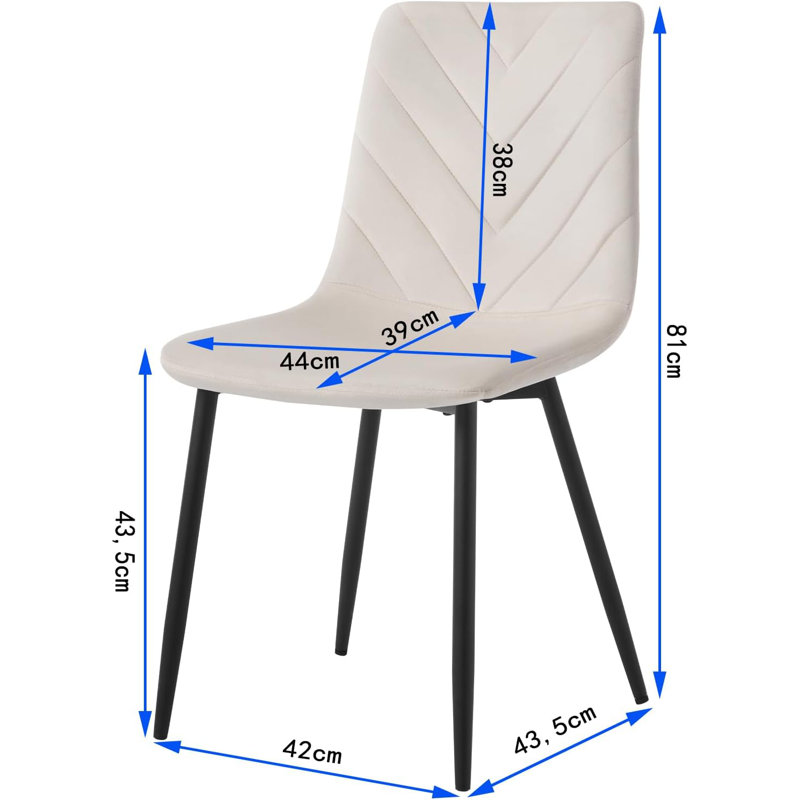 Amalia 43.5cm H Velvet Upholstered Full Back Side Chair, Solid Wood