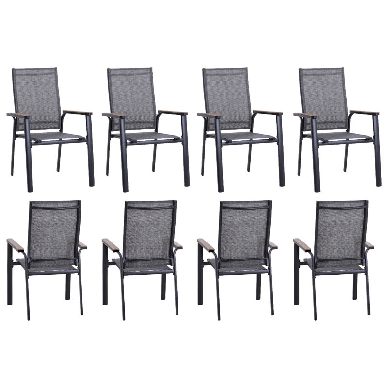 Outdoor Patio Dining Armchair, Grey, 8