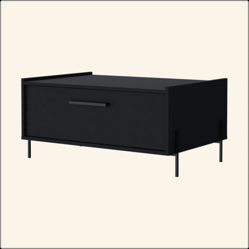 Table basse noire avec porte rabattable, Noir