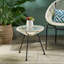 Table d'appoint à la mode en verre trempé avec écorce - blanc, l 17,84 po x P 17,84 po, H 17,49 po, assemblage requis, support de pieds en fer, structure contemporaine, matériau requis