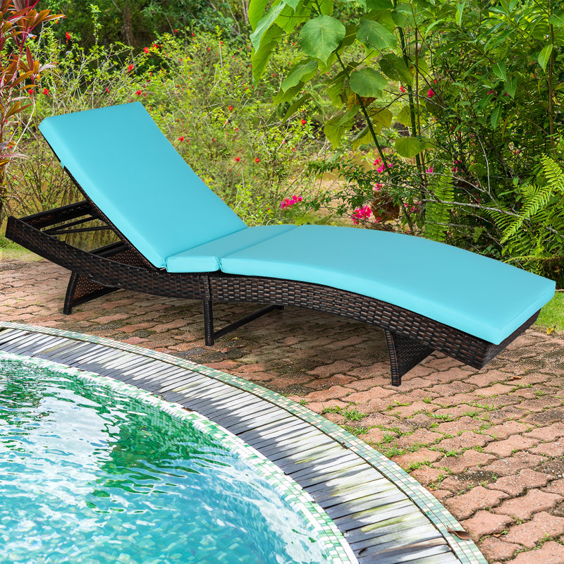 Chaise longue inclinable de 83 po avec coussins 83 po, Turquoise