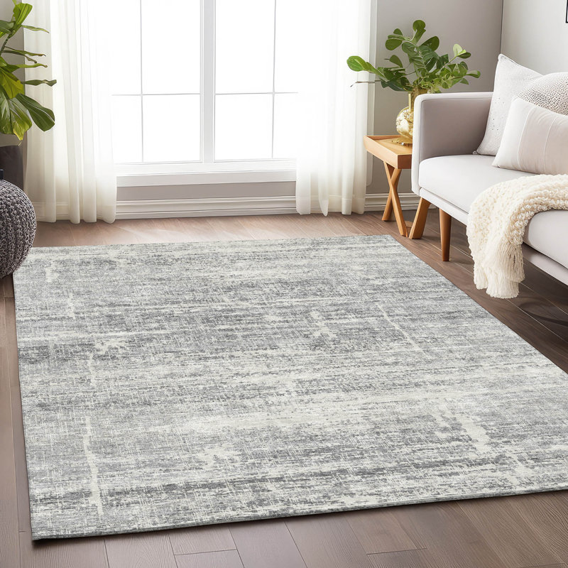 Premium Machine Washable Gerardo Silver Rug, Rectangle 5' x 7'6"