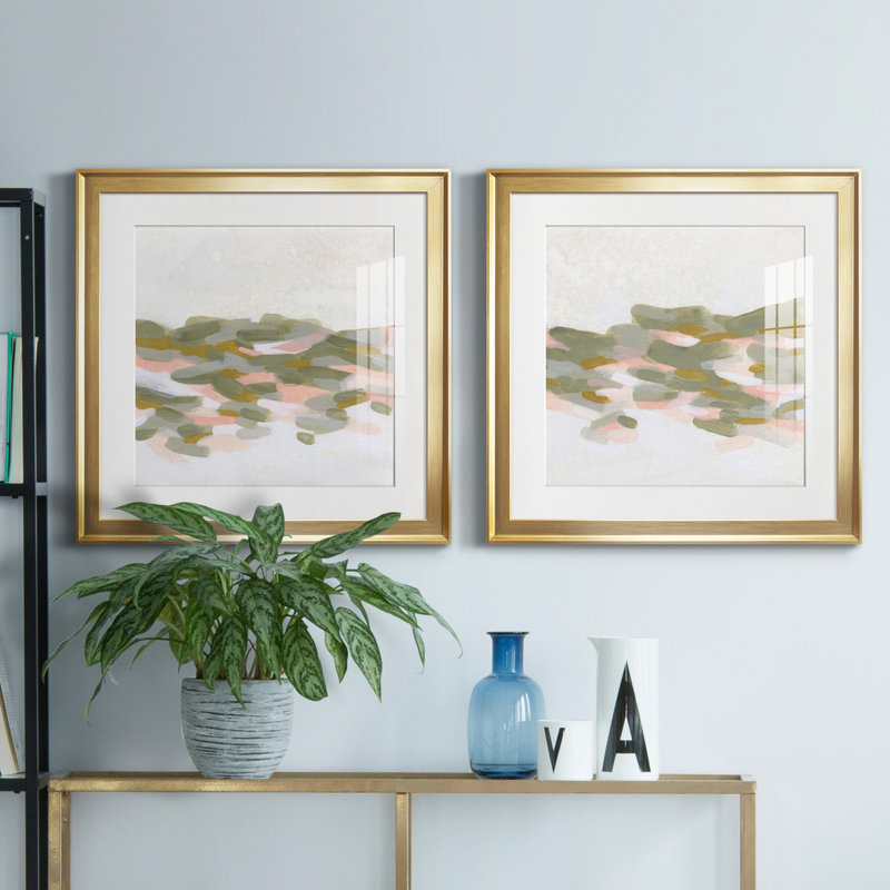 Hillside Impressions I - Hillside Impressions I - ensemble de 2 peintures encadrées, H 17,5 po x l 35 po x P 1,5 po, Blanc
