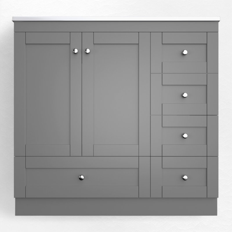 Meuble-lavabo simple 36 po avec lavabo en résine, Gris