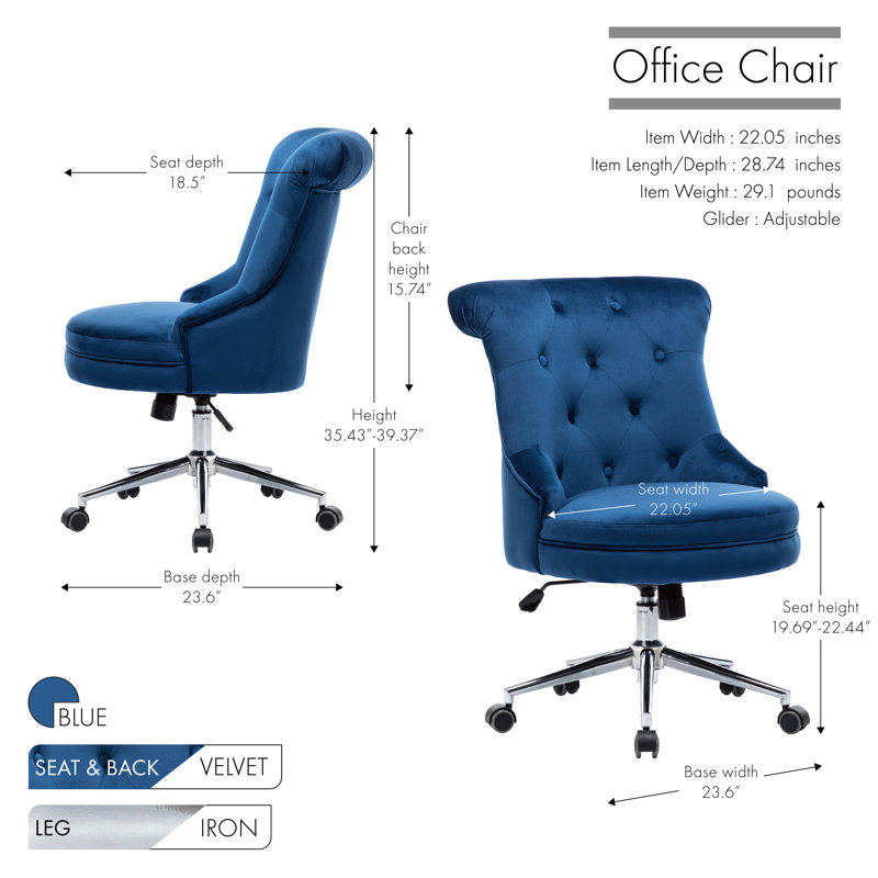 Chaise de travail Wynnie, Bleu