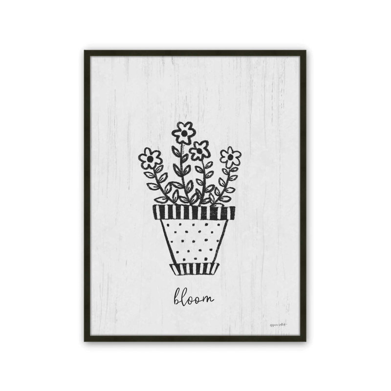 «Funky Flowers - Bloom» par Annie Lapoint, reproduction d'art, L 30 x H 40, Noir, Impression encadrée