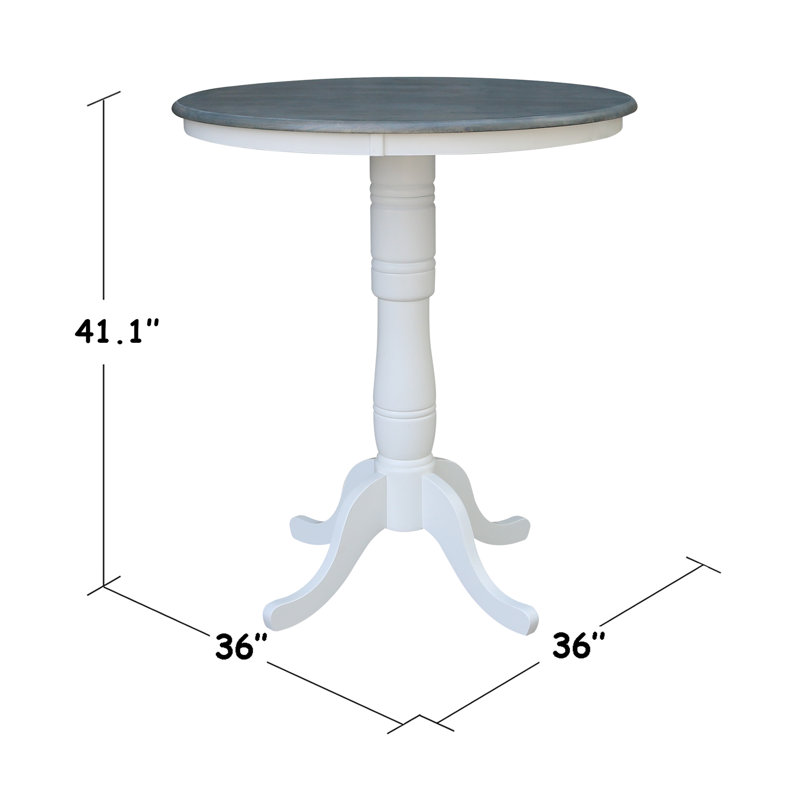 Mosteller Solid Wood Dining Table, White/Heather Gray, 42" H x 36" W x 36" W