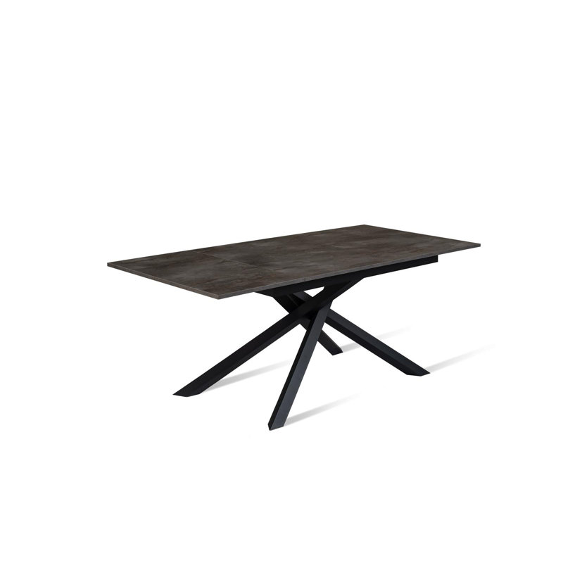Daequon Extendable Oak Metal Base Dining Table, Black, Grey