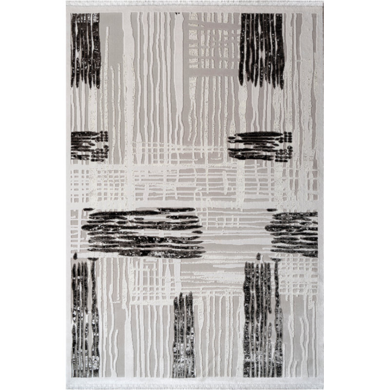 Zone de fils en polyester tissé à la machine à motif abstrait moderne et gris Acrylique