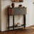 Black Solid Wood Half-circle Console Table-473083197