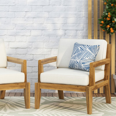 Teak Patio Chair With Cushions by Lark Manor