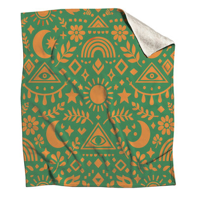Green Orange Boho Pattern Blankets