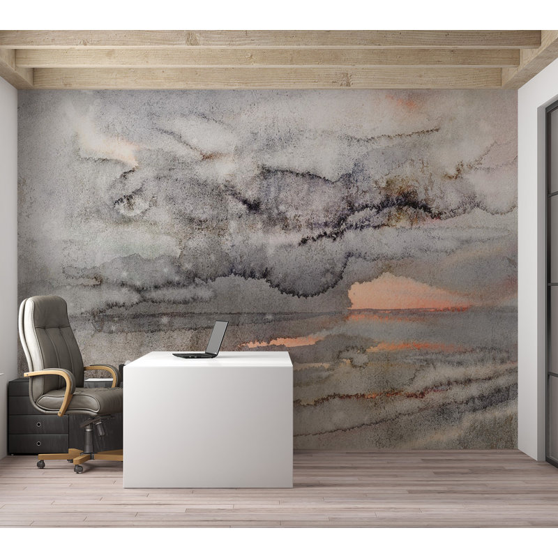 Murale abstraite pelez et collez - Nuage connecté, L 124 po x l 173 po