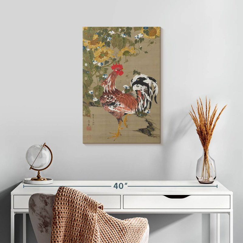 Brampt coq et tournesols, H 24 po x l 16 po