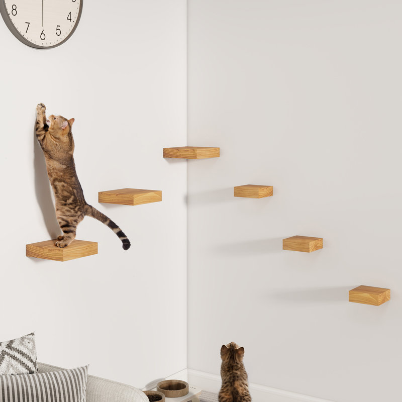 Sylven 3 Piece Rustic Reclaimed Elm Wood Floating Wall Shelves, 1.38" H x 4" W x 4" D, Natural