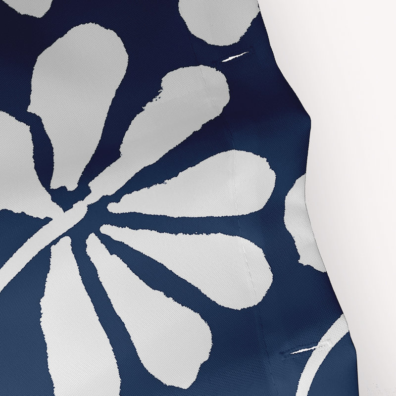 Rideau de douche simple à motif floral Miki, Bleu