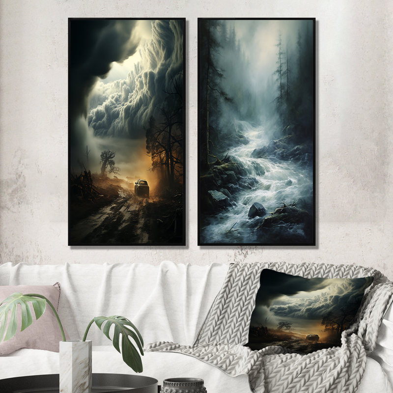 «Storm Misty Torrent», 2 pièces, H 40 po x l 40 po, Cadre noir