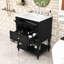 Meuble-lavabo autoportant rétro avec lavabo en céramique ultrabrillant, grand rangement et tablette ouverte-465306619