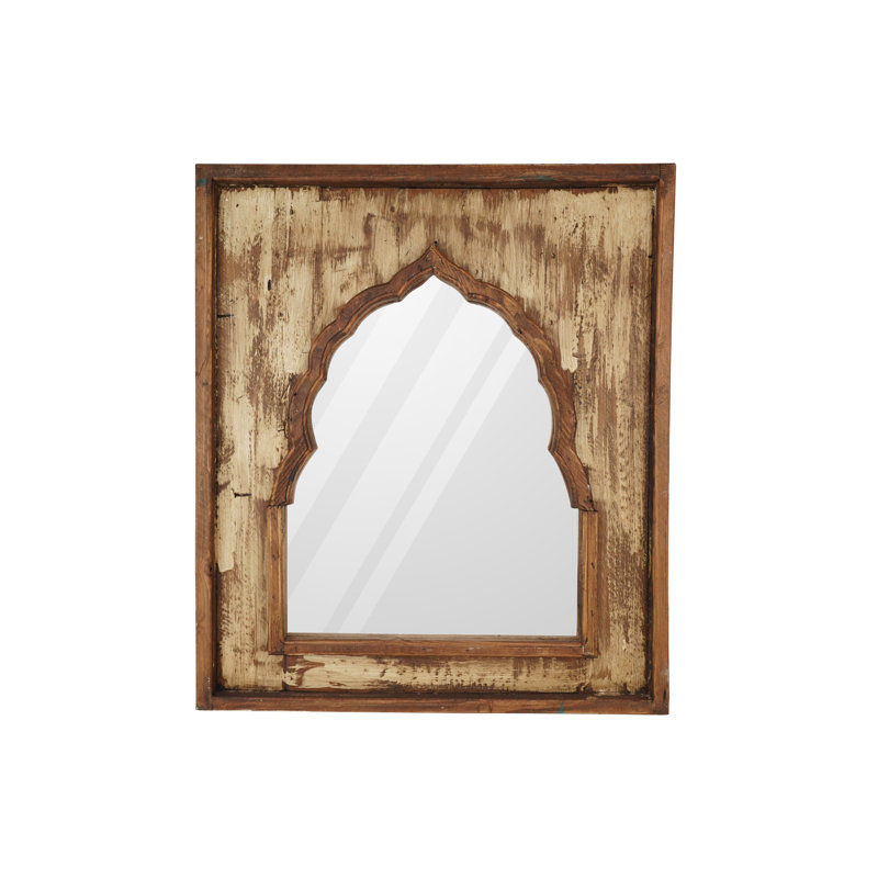 Wood Flat Wall Mirror, Brown