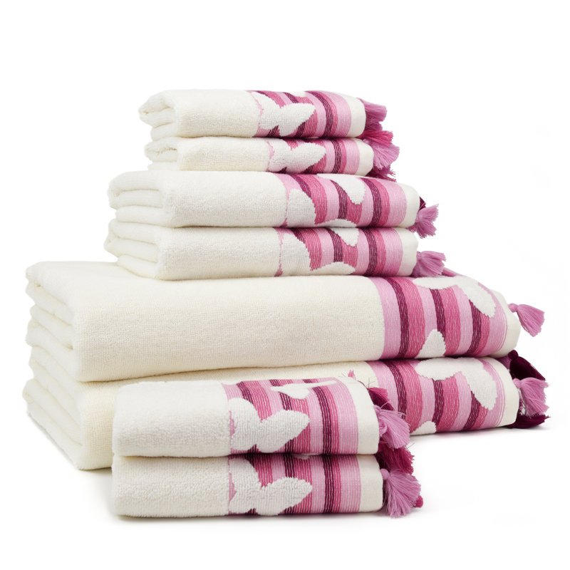Butterfly 6 Piece Turkish Cotton Towel Set, Boysenberry, 8