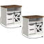Ensemble de 2 tables de bout Brisson l 23,6 po avec station de charge, table d'appoint avec 2 tiroirs et porte de grange, table de chevet en bois pour chambre à coucher et salon Brisson-605576632-714214606