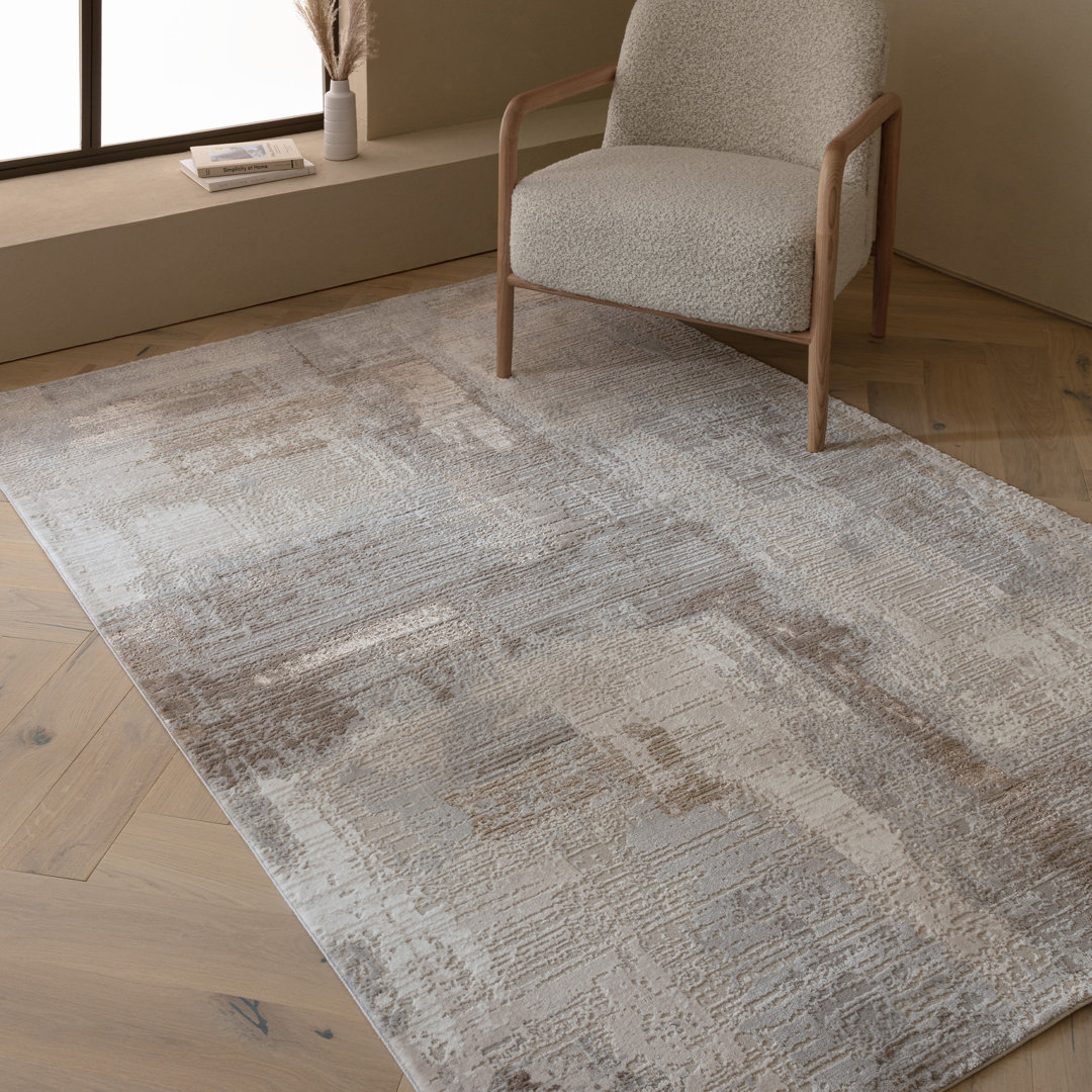 Caydren Abstract Machine Woven Beige Area Rug