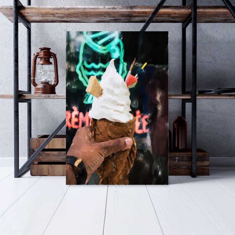 «Personne tenant une crème glacée avec une crème glacée blanche», reproduction d'art graphique sur toile tendue