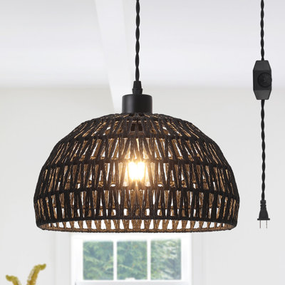Derica 1 - Light Dome Pendant with Rope Accents