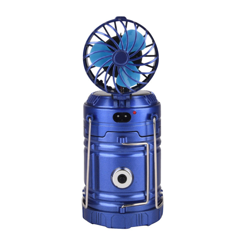 Lampe de poche à énergie solaire pour camping et ventilateur d'extérieur, Blue