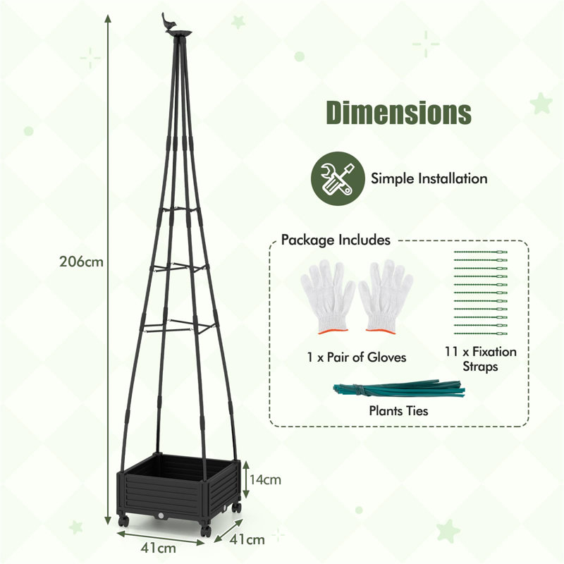 206cm H x 41cm W Metal Expanding