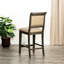 Tabouret de comptoir 24 po avec touche grise patinée, base de chaise en cuir français, toucher, siège-1369998385-1369998387