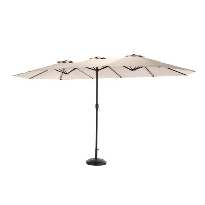 14.8 Ft Double Sided Outdoor Umbrella Rectangular Large With Crank ( Khaki )(No Base)