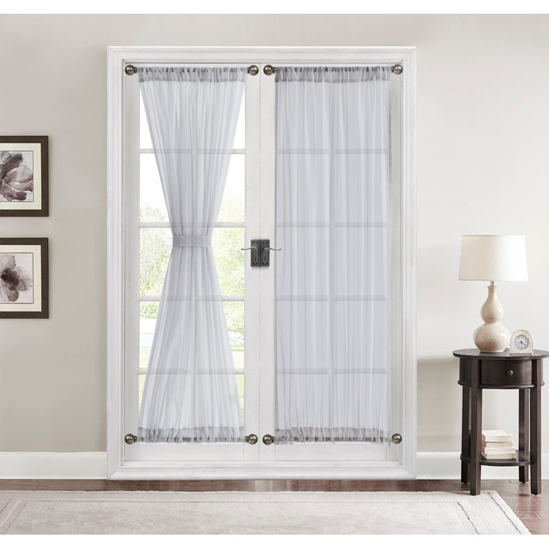 Giovanni Sheer French Door Curtain Pair, 54" W x 72" L, White