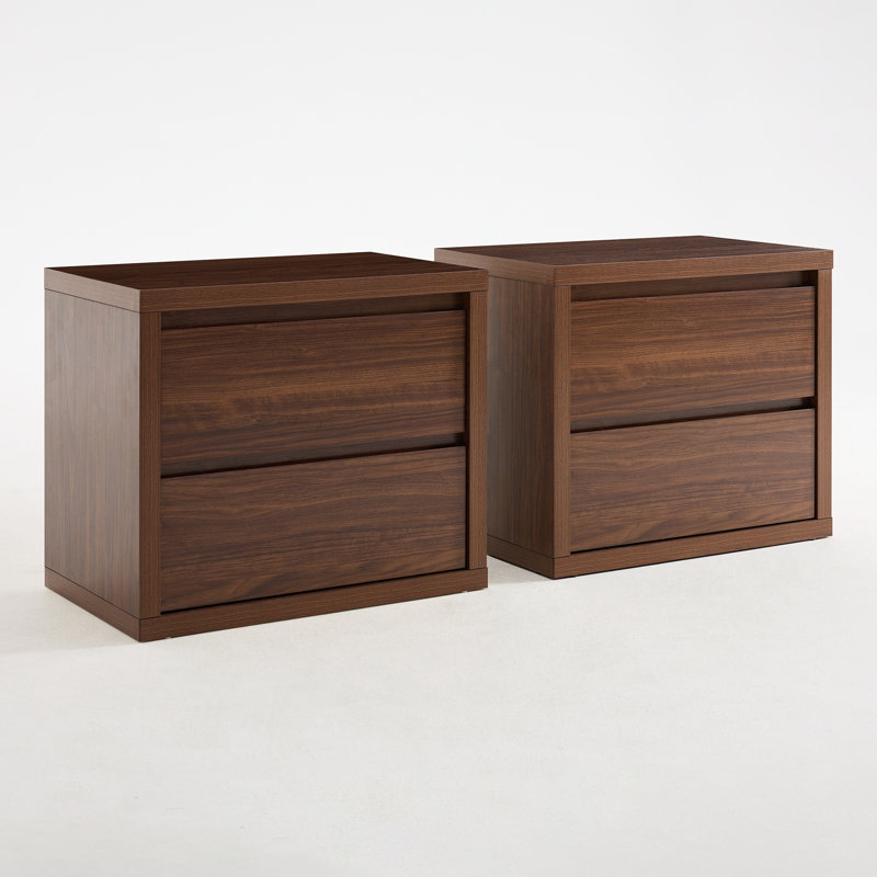69cm W Manufactured Wood Bedside Table, Mahogany Brown