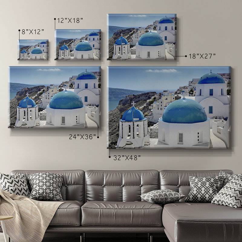 Toile tendue avec châssis de qualité supérieure Santorini, H 12 po x l 18 po