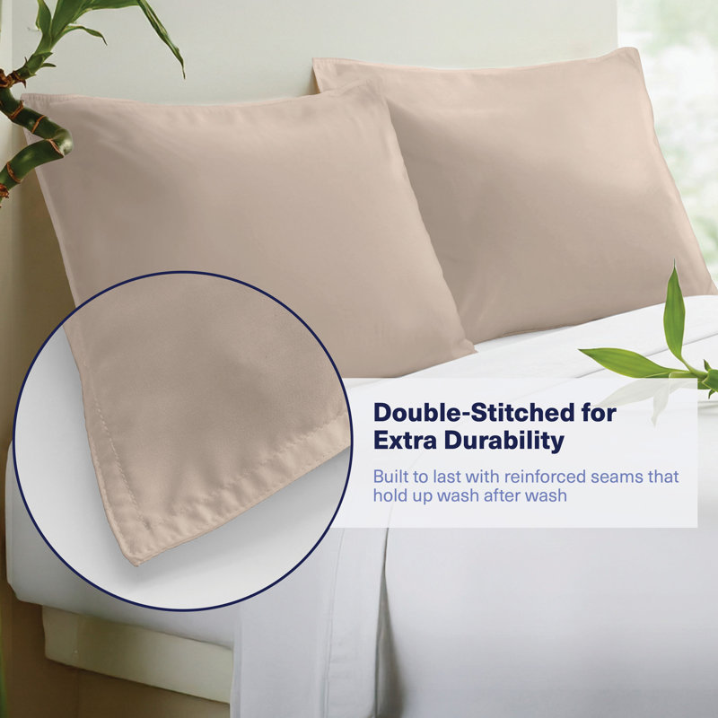100% Viscose from Bamboo Pillowcases Only, 300 Thread Count, Hidden Zipper, Cooling Breathable, Bedding Pillow Covers for Hot Sleepers - Gift-Ready Packaging, PACK OF 2 (Iced Latte)