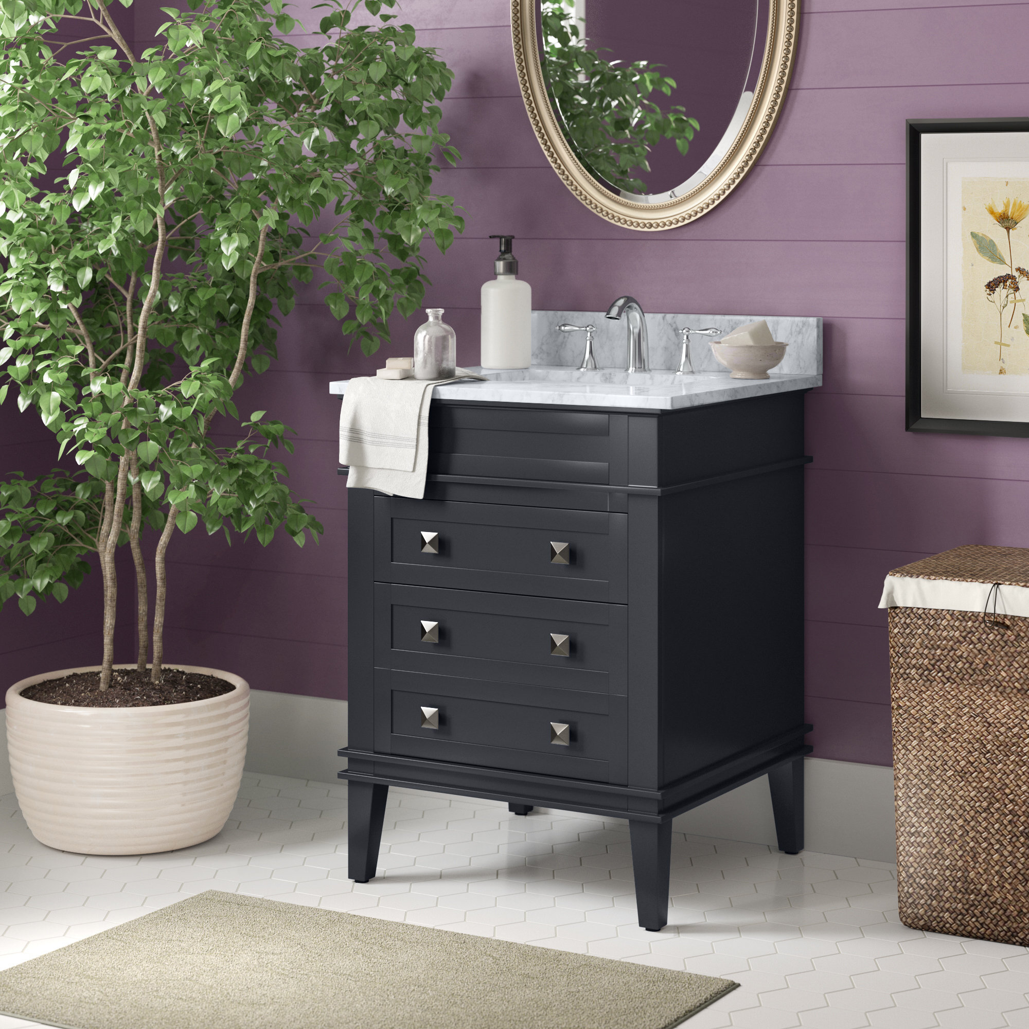 Wrought Studio™ Shanda 24" W x 22'' D x 36'' H Single Bathroom Vanity ...