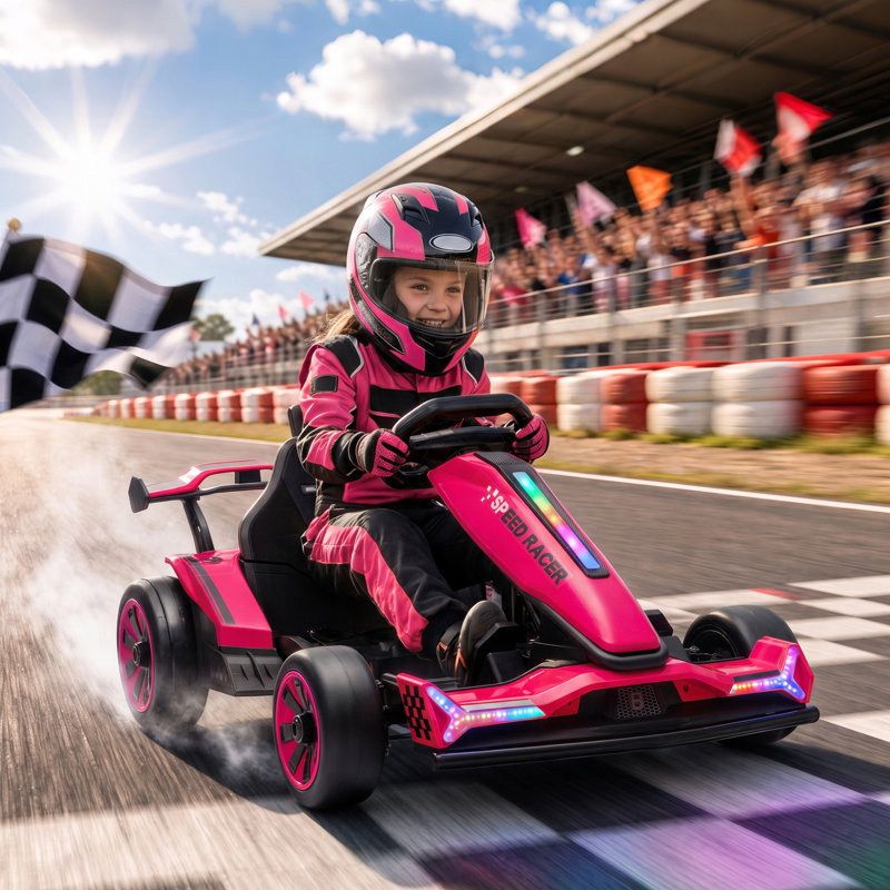 HOMCOM Go Kart Toy, Pink
