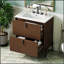 Meuble-lavabo autoportant de 30 pouces avec lavabo en céramique, tiroirs à fermeture en douceur et conception cannelée pour salles de bain modernes et rétro-214852335