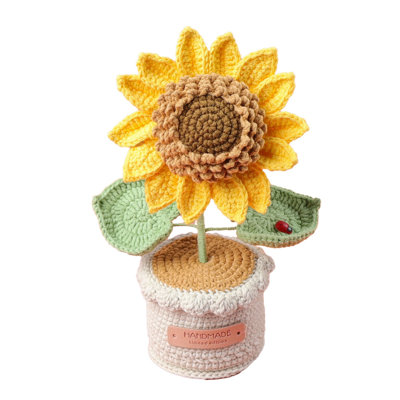 Laine tissage de fleurs artificielles tournesol Bonsai crocheté à la main tournesol plante ornements maison exquise artisanale fleur au crochet, A5