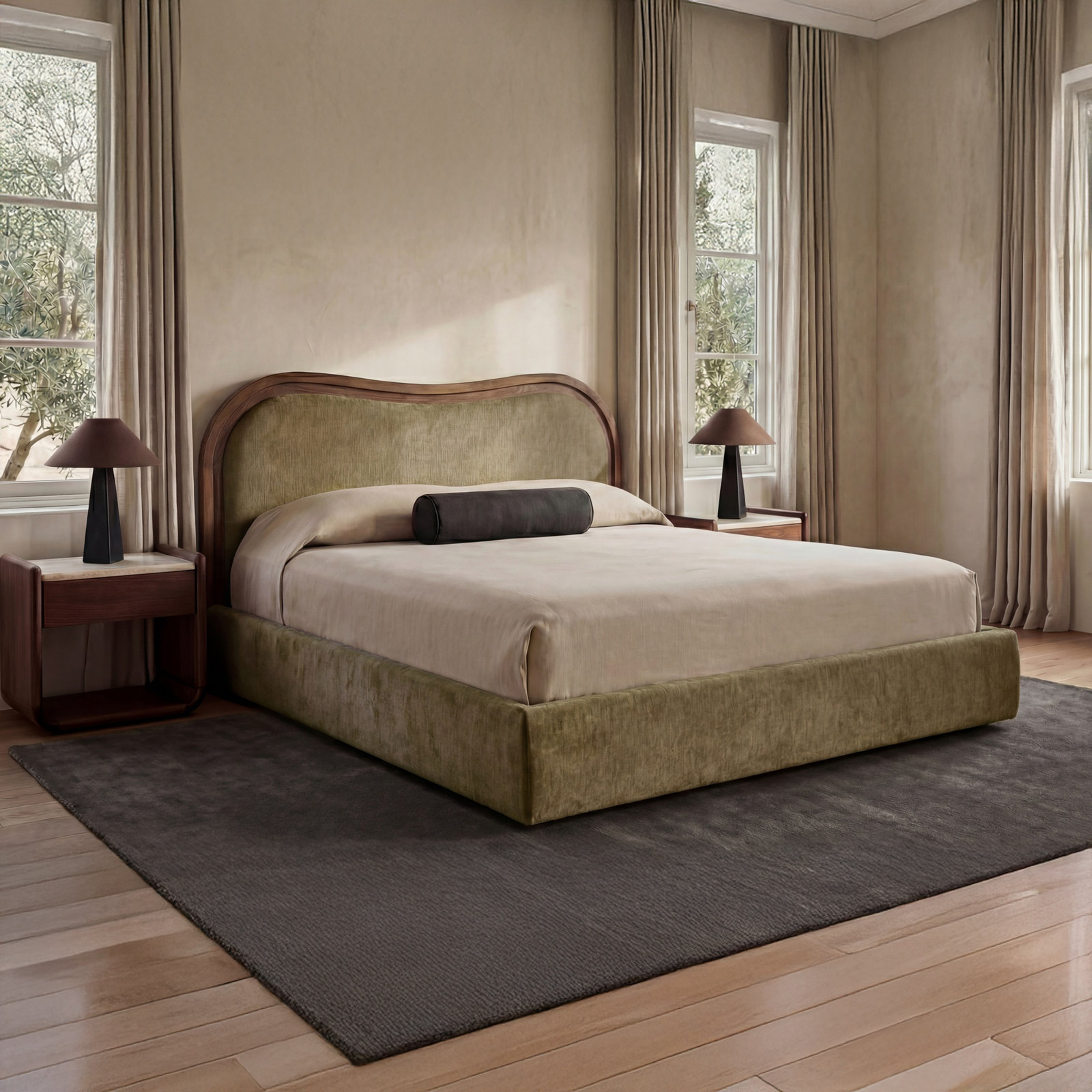 Truly Sleigh Bed, Queen, Green